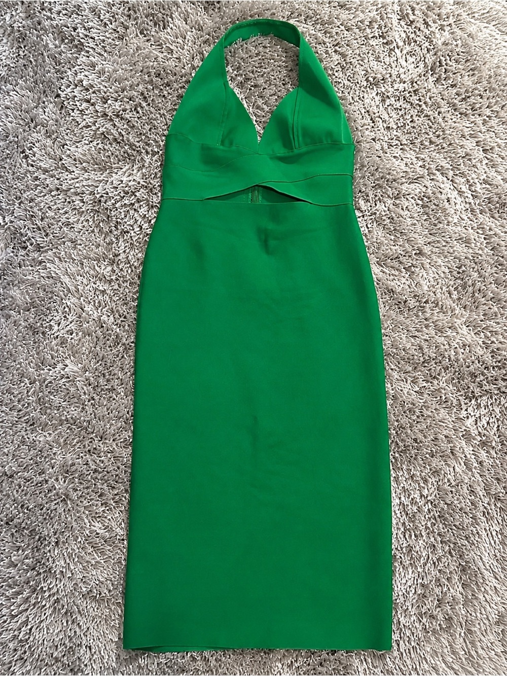 Rare London Emerald Green Halter Cutout Midi Dress